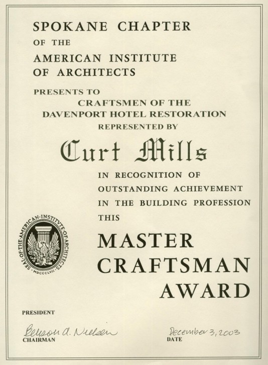 Master Craftsman Award